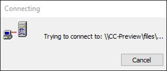 Outlook "trying to connect" dialog box